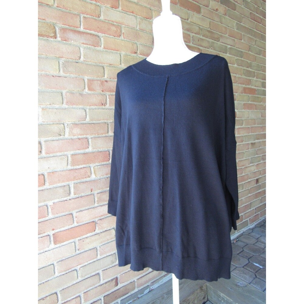 NWT Adrianna Papell Womens M Sweater Black Long Sleeve Pullover Middle Seam - Picture 5 of 16